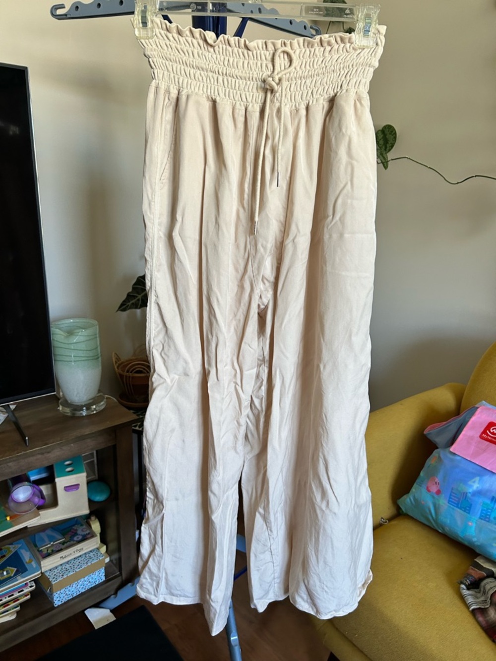 FP Movement Smocked Waist Wide-Leg Pants - Cream